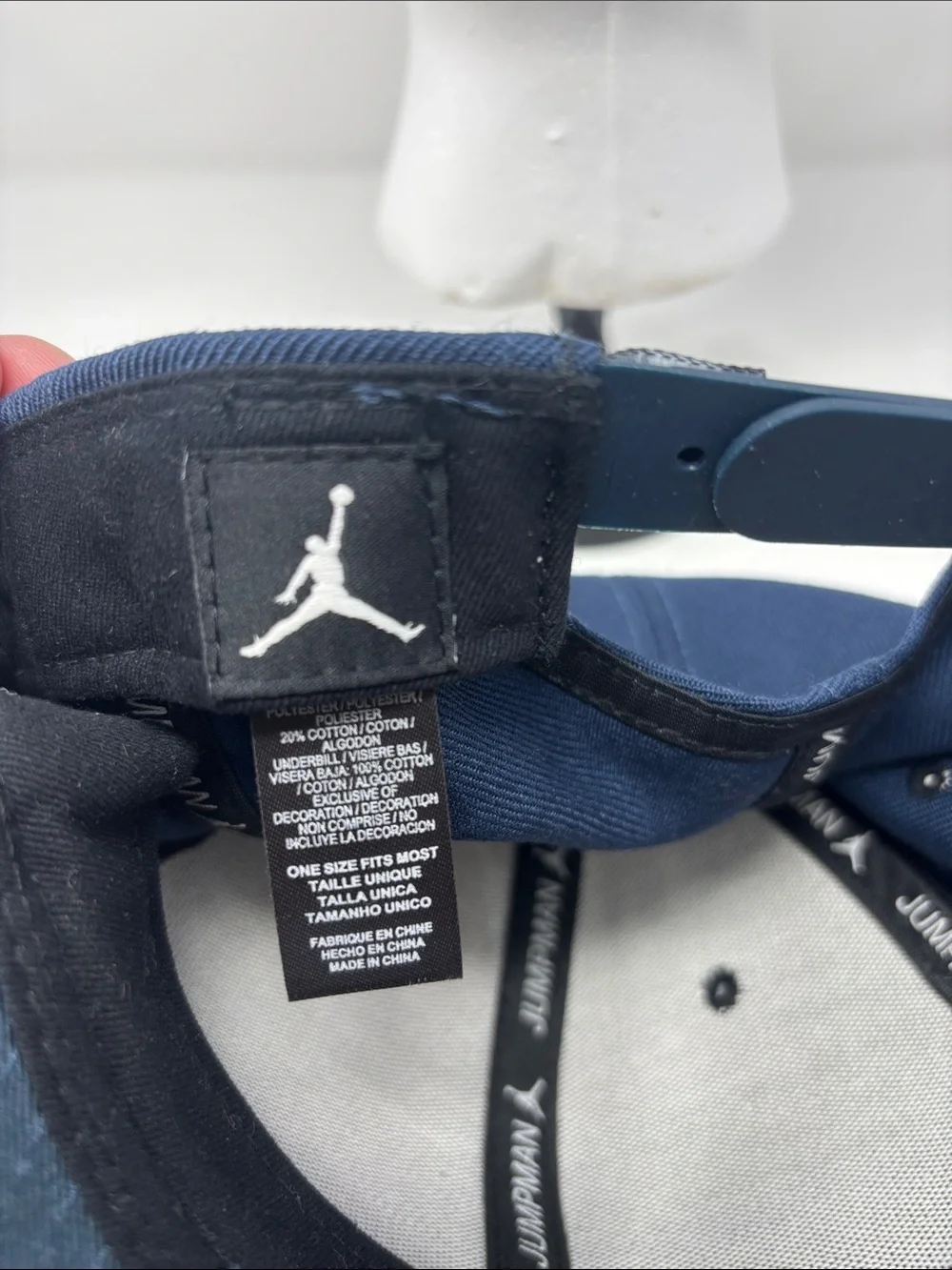 Jordan Men's Navy Blue Flat-Brim Cap with Black Jumpman Logo